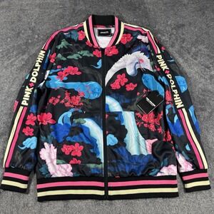 Pink Dolphin Track‎ Jacket Retro Mens Medium Japanese Garden Colorful Streetwear